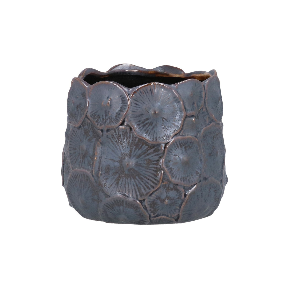 Gisela Graham Brown Metallic Mushroom Stoneware Pot Cover - 11cm