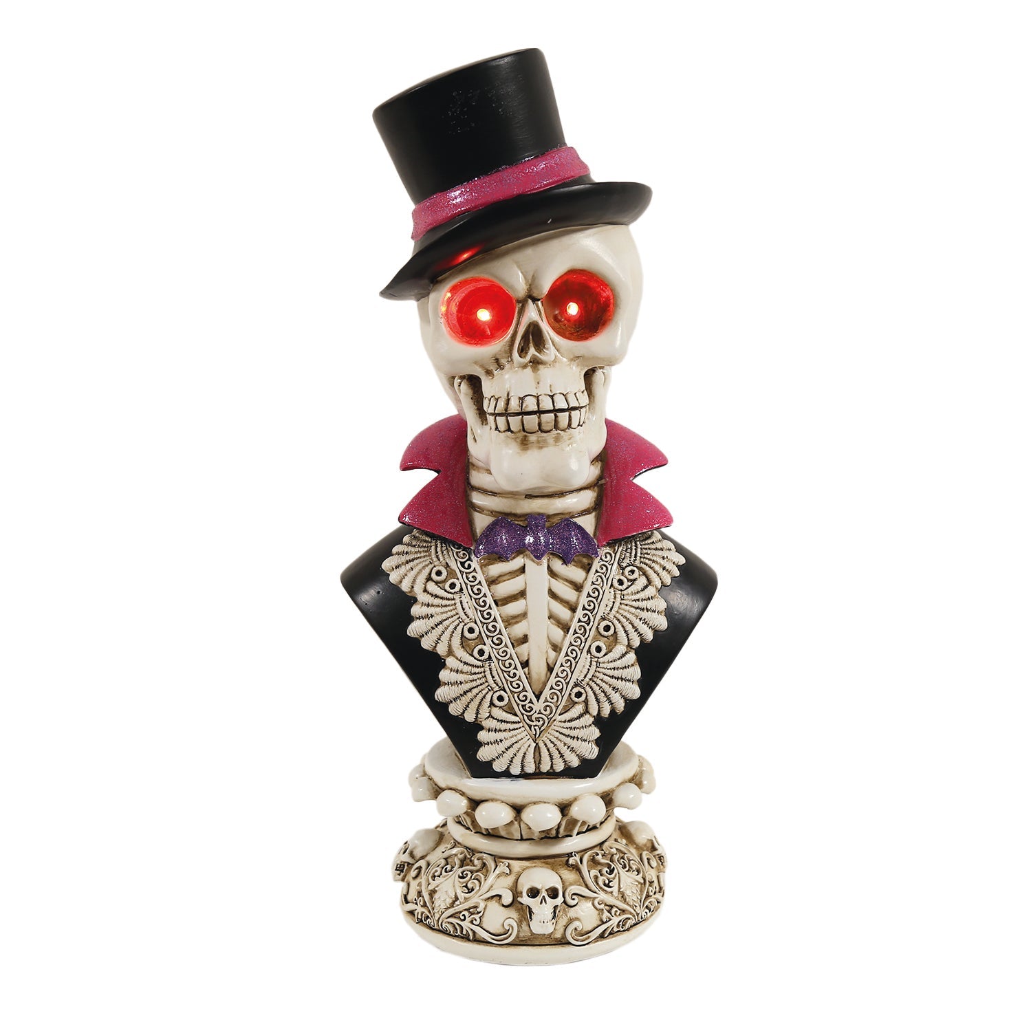 Day Of The Dead Skelton Bust Figure with LED Light Up Eyes - 42cm