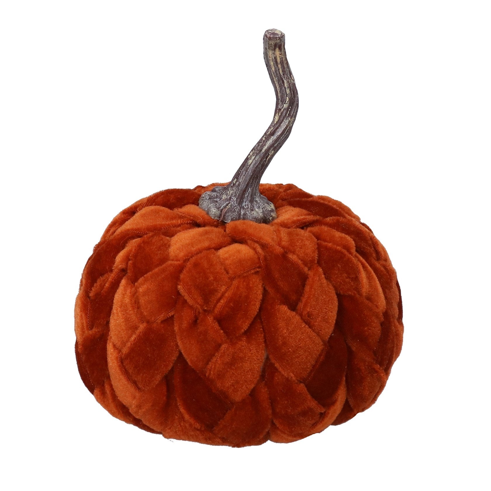 Gisela Graham - Orange Velvet Braid Pumpkin - 21cm