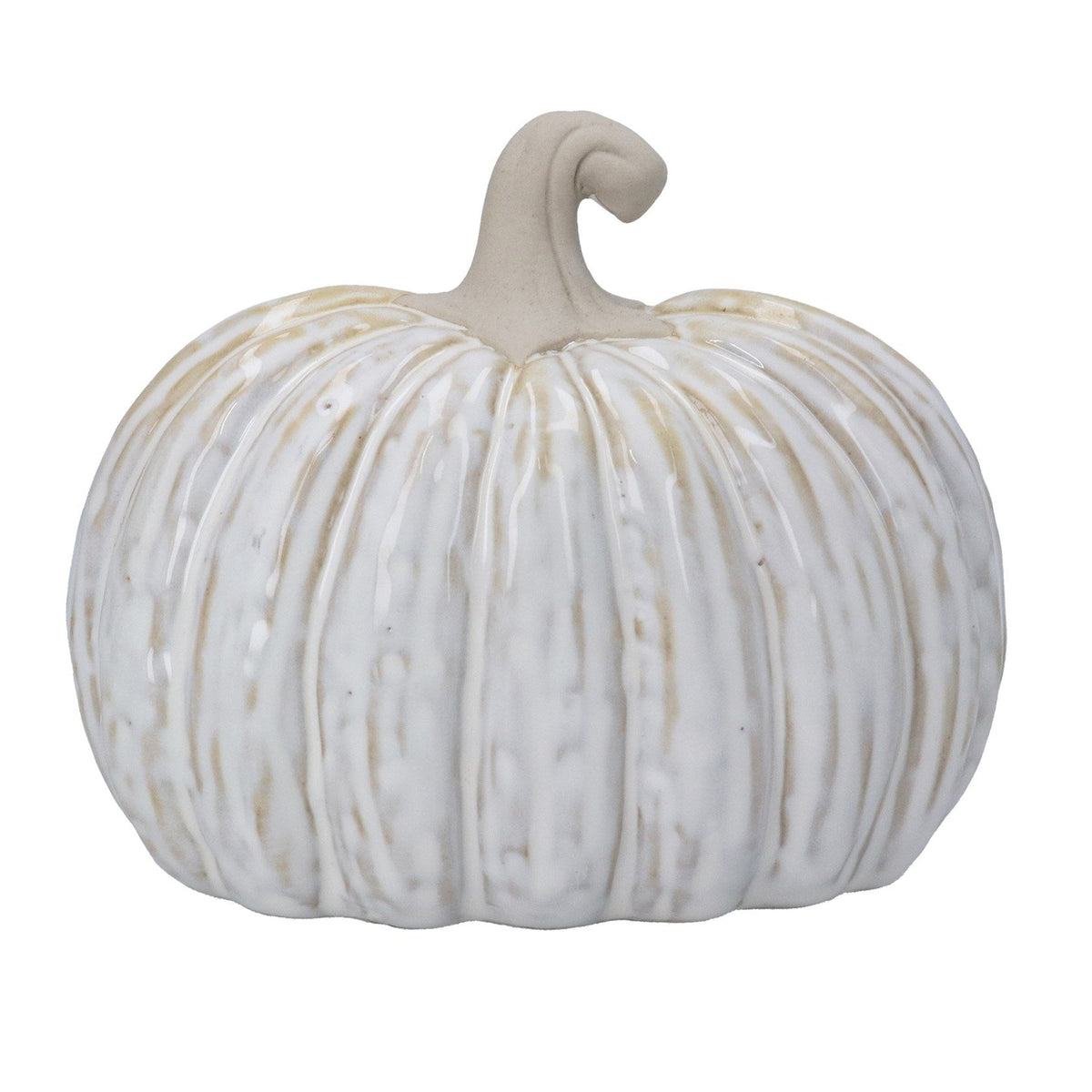 Gisela Graham - White Porcelain Semi-3D Pumpkin Ornament