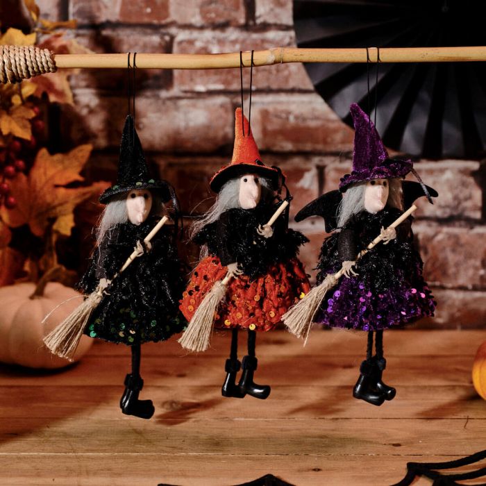 Spooktacular Sequin Hanging Witch