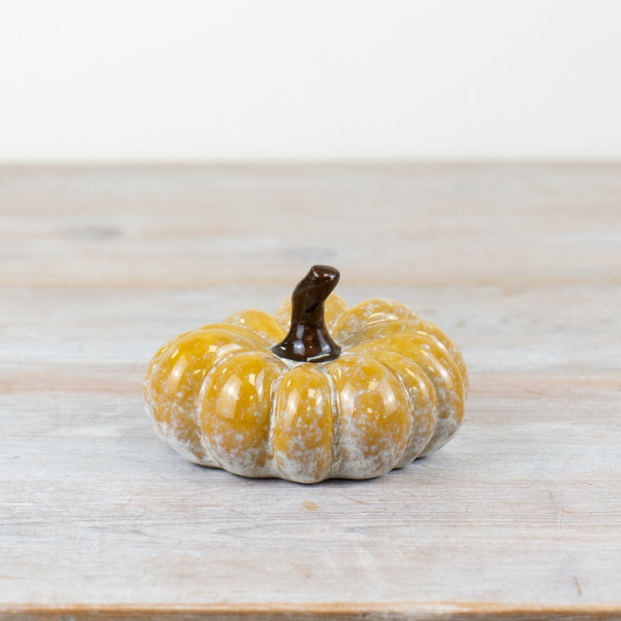 Halloween Yellow Pumpkin Ornament 11cm