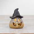 Halloween Carved Light Up Witch Pumpkin - 10.5cm