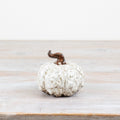 Halloween White Wonky Pumpkin Ornament 9cm