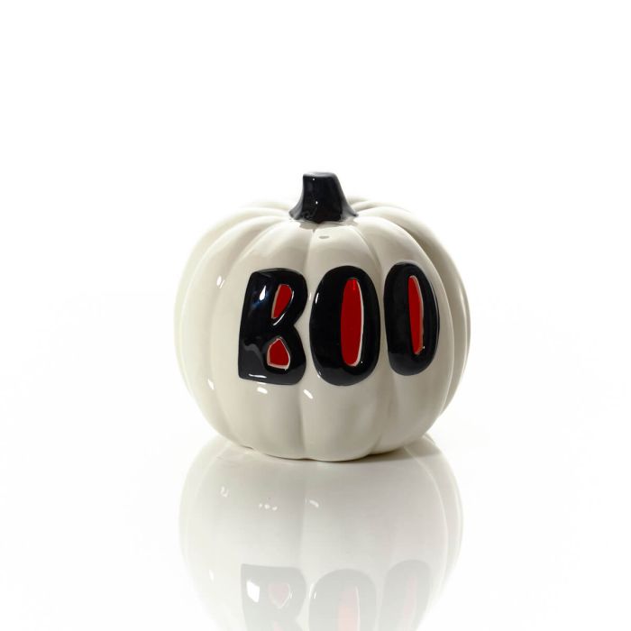 Spooktacular Ceramic Boo Pumpkin Lantern With Changing Led Light Colour