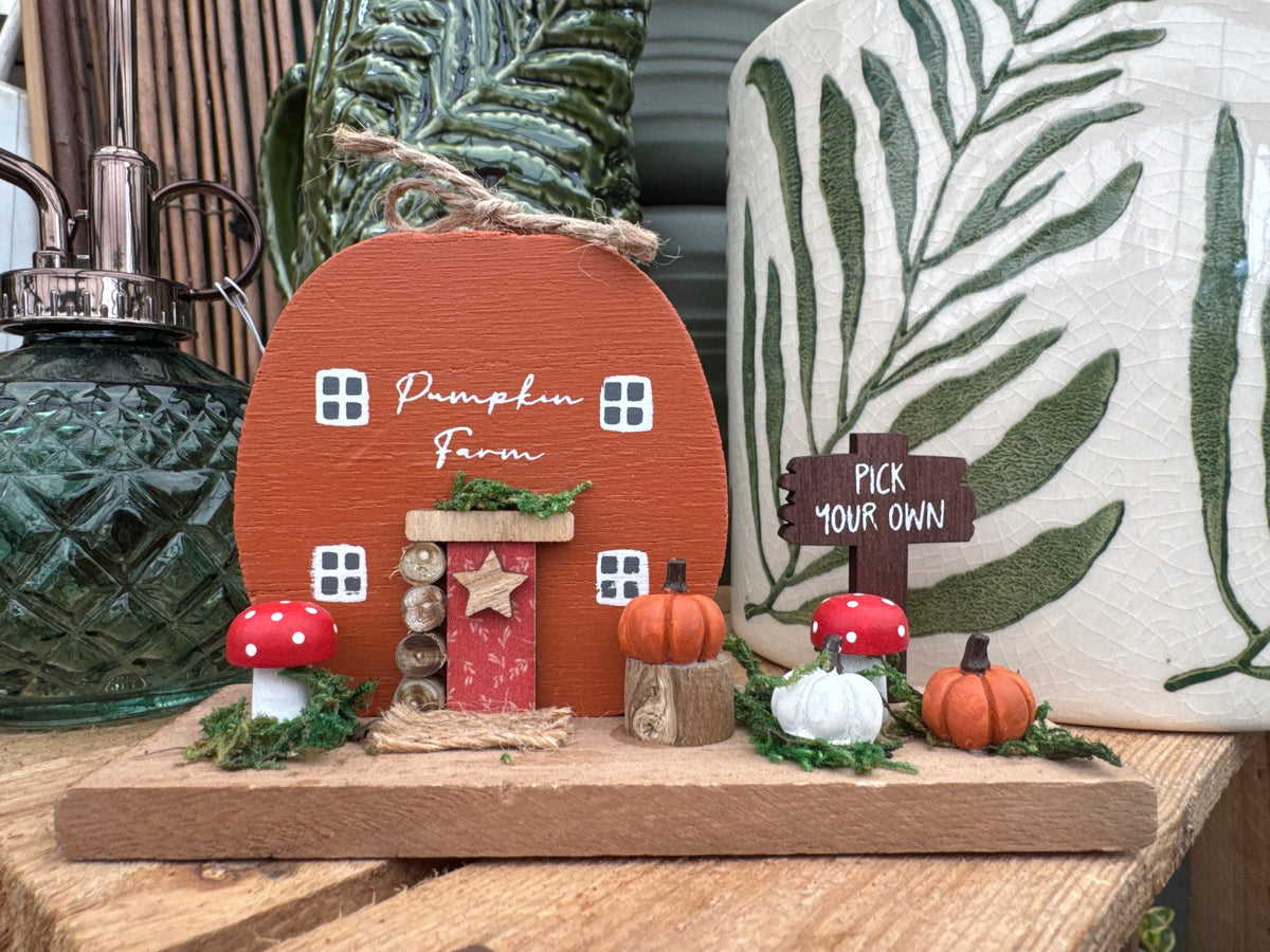Harvest Home Pick Your Own Wood Pumpkin Farm Block with Pumpkins