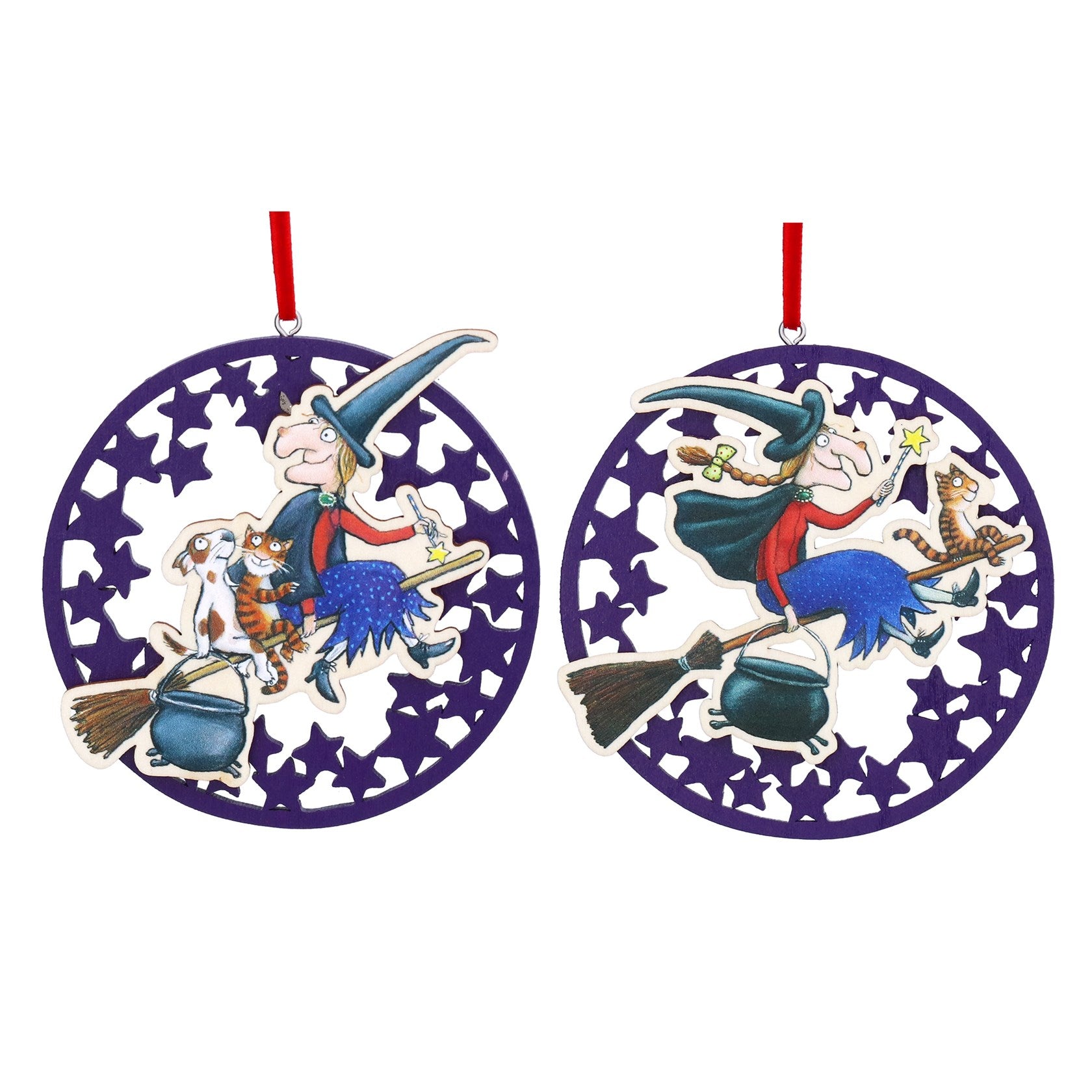 Gisela Graham - Room on The Broom Flat Hanging Ornament 10cm