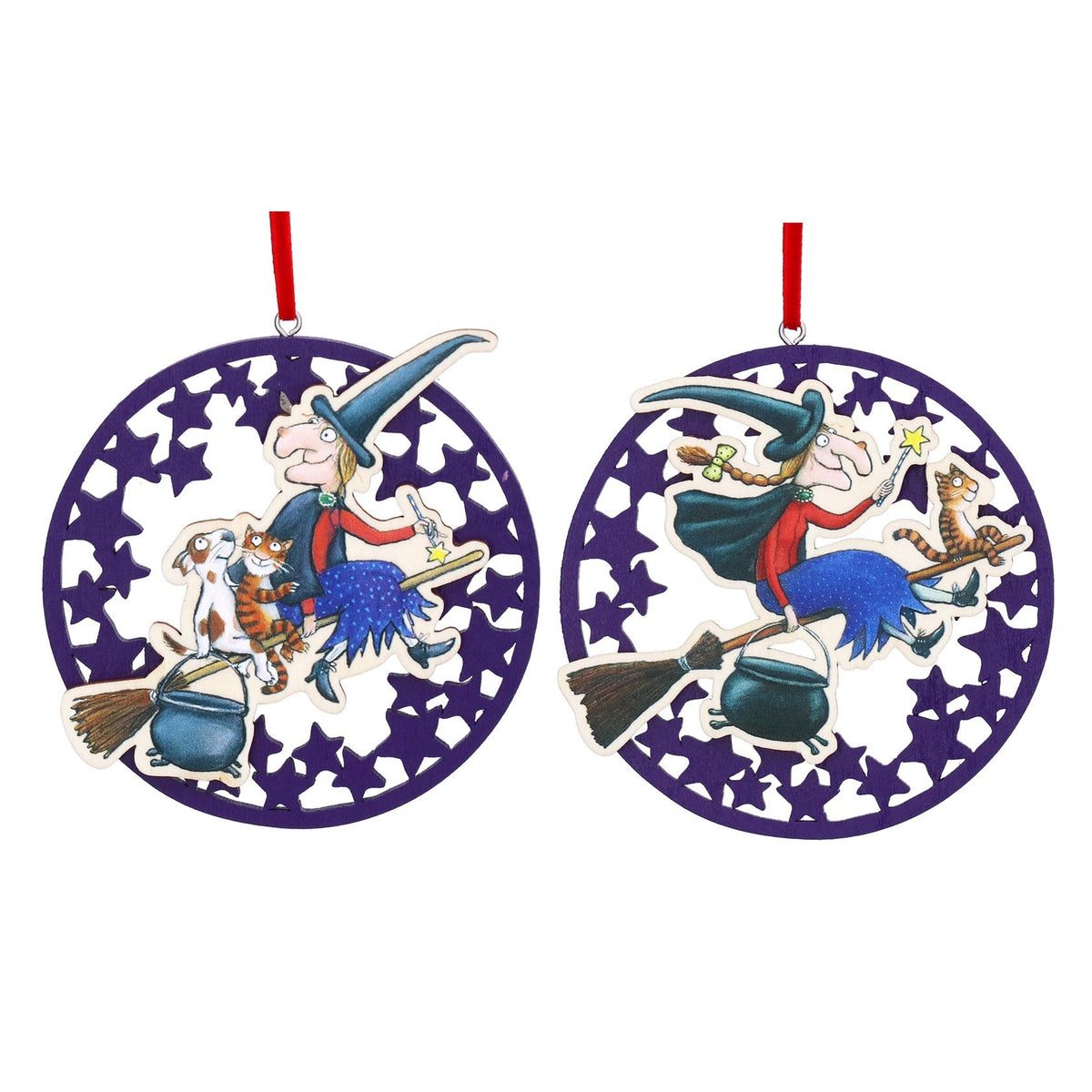 Gisela Graham - Room on The Broom Flat Hanging Ornament 10cm