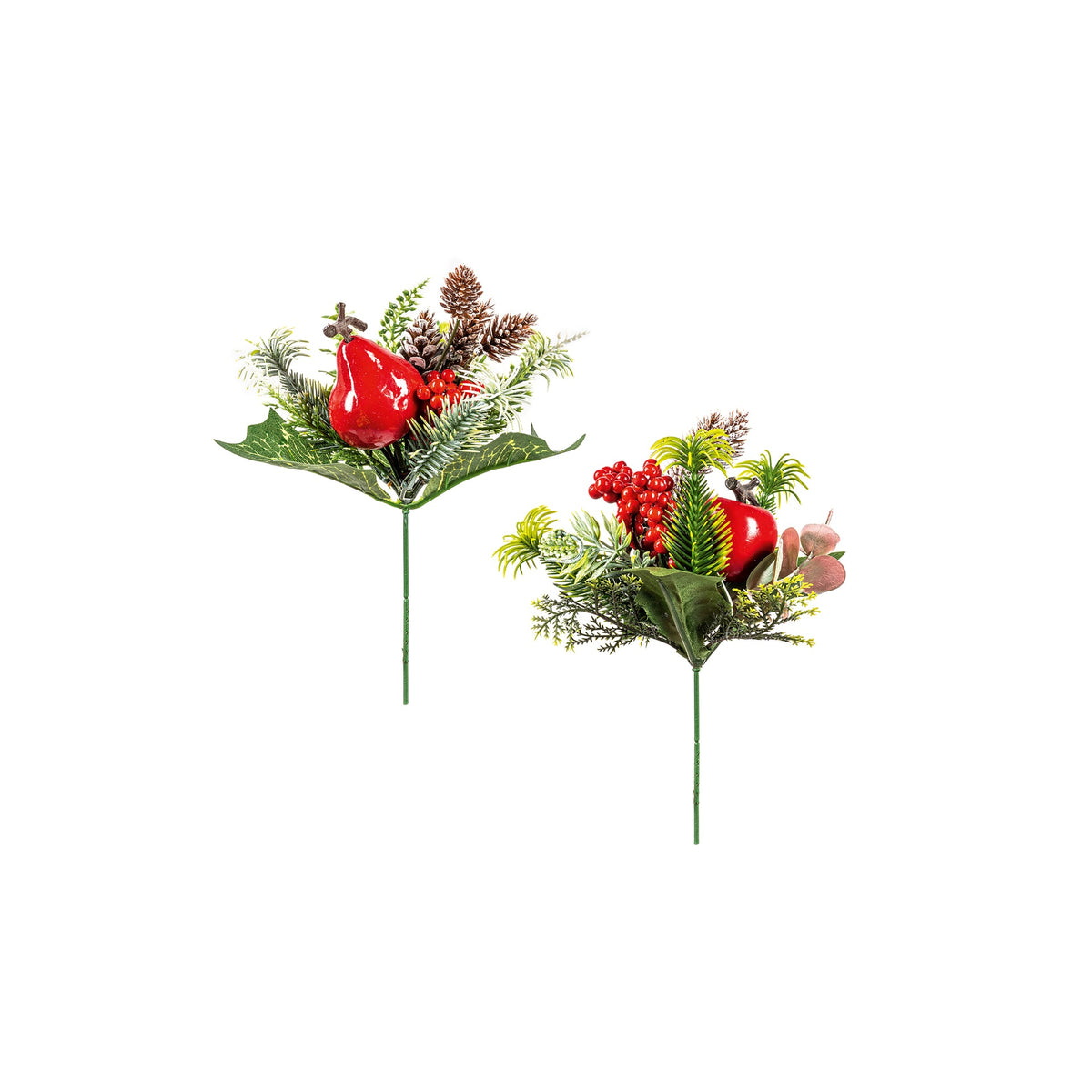 Red Apple & Pinecone Pick - 17cm