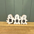 Wooden Triple Ghost 'BOO' Sign