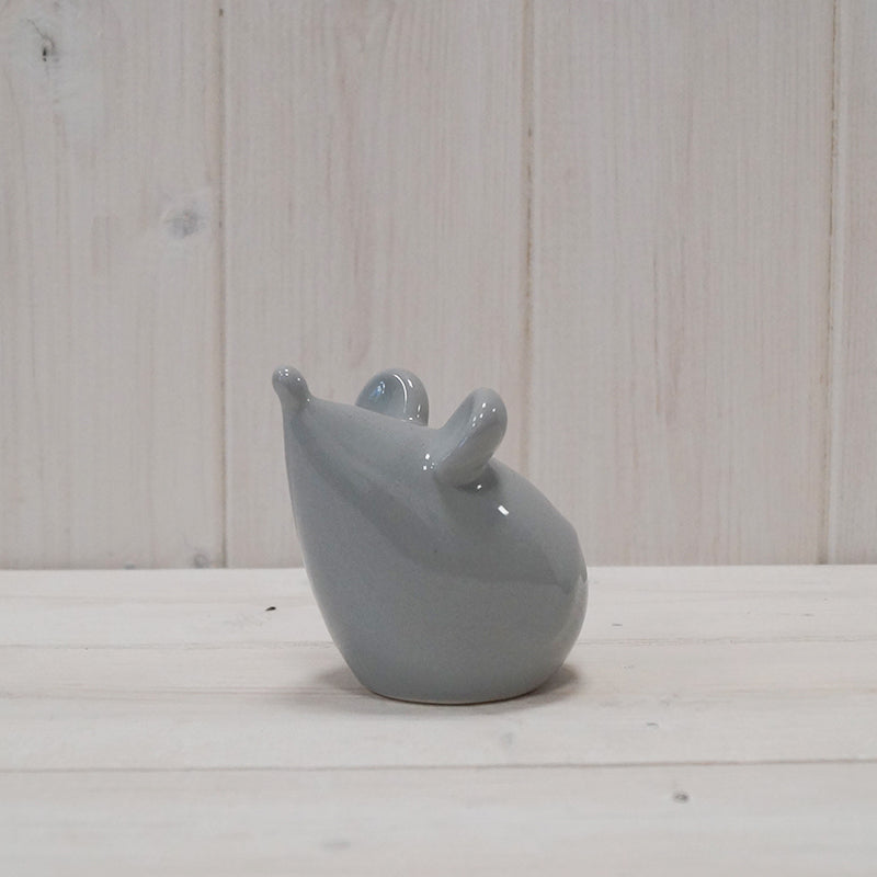 Grey Ceramic Mouse Ornament on Hanger - 7cm