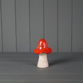 White Ceramic Red Toadstool Mushroom - 13.5cm