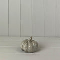 Grey Beige Mottle Ceramic Pumpkin Ornament - 8cm