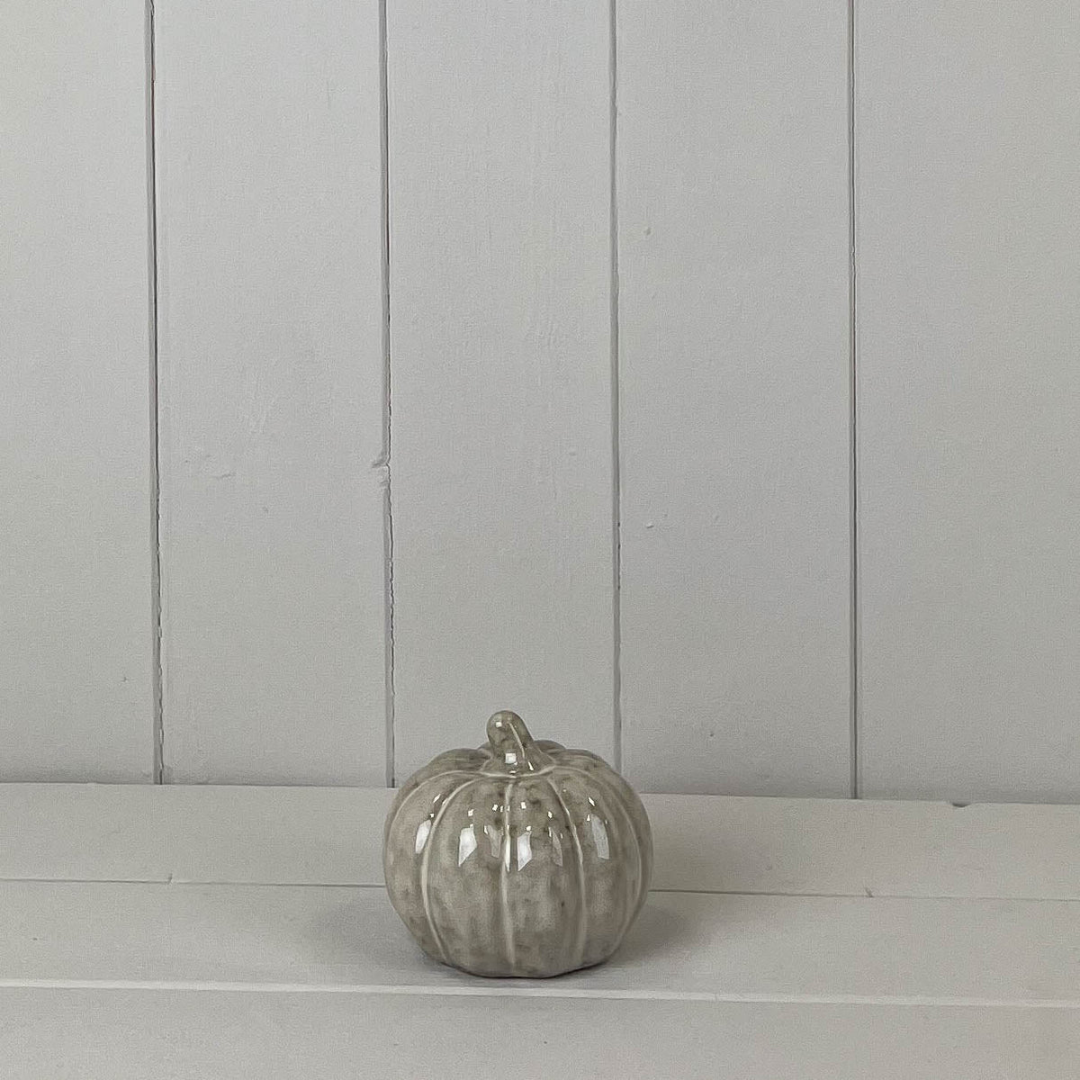 Halloween Beige Mottle Ceramic Pumpkin Decoration - 7.5cm