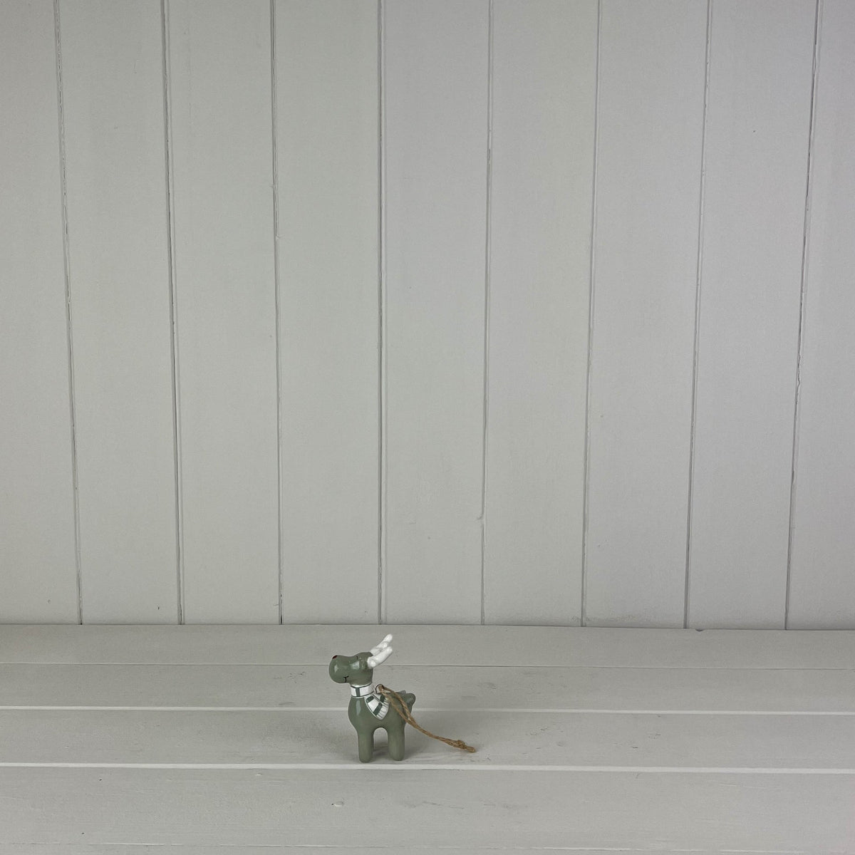 Light Green and White Ceramic Hanging Reindeer Decoration