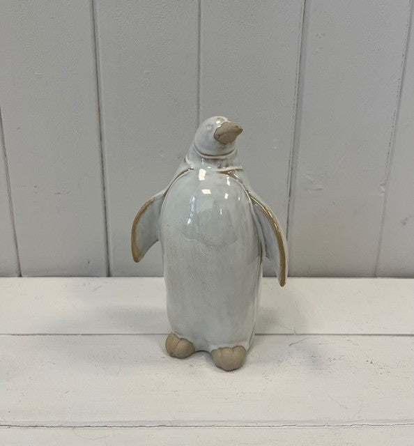 Large Stone Glazed Ceramic Penguin Ornament