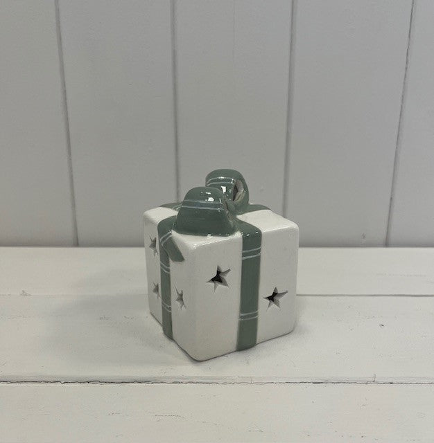 White and Green Ceramic Present with LED