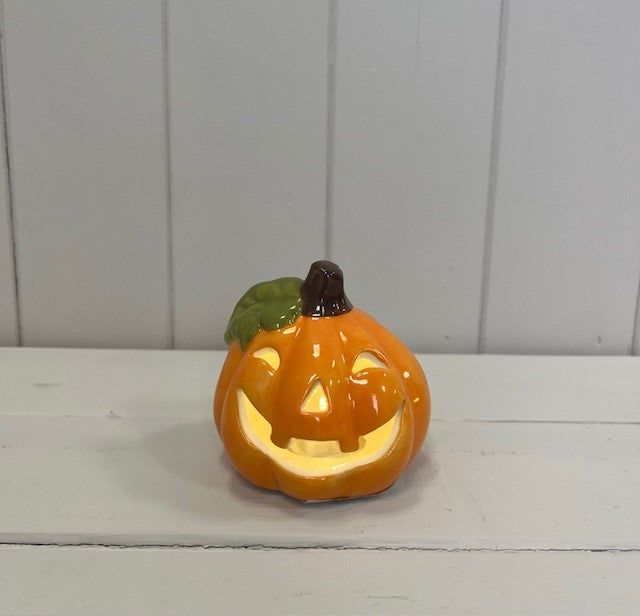 Orange Ceramic Pumpkin with LED