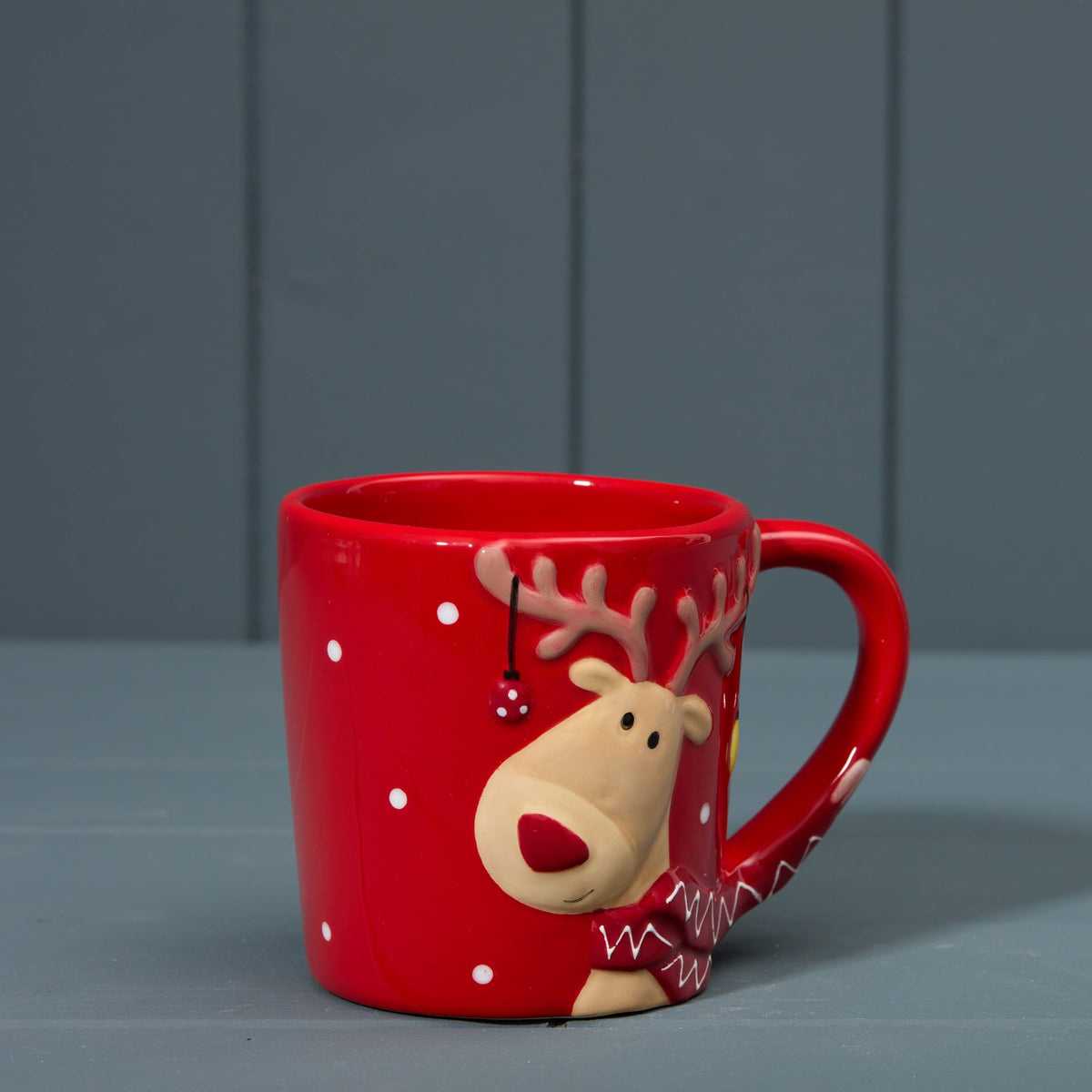 Ceramic Red Reindeer Mug - 9.5cm