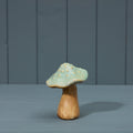 Speckled Pale Blue Ceramic Toadstool Mushroom - 13cm