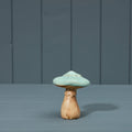 Teal Blue Ceramic Brown Toadstool Mushroom - 10.5cm