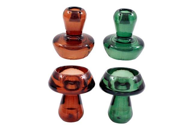 Mushroom Glass Candle Holder - 8.5cm