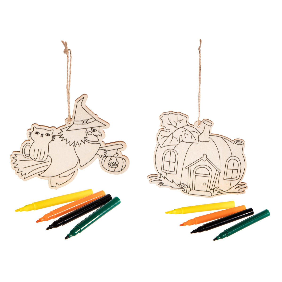 Halloween Colour Your Own Wooden Decoration - Witch or Pumpkin