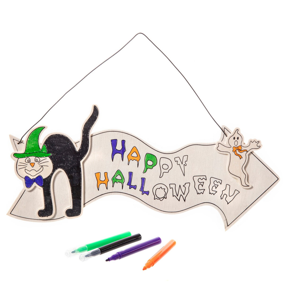 Colour Your Own Wooden Hanging Decoration with 4 Pens - 29cm