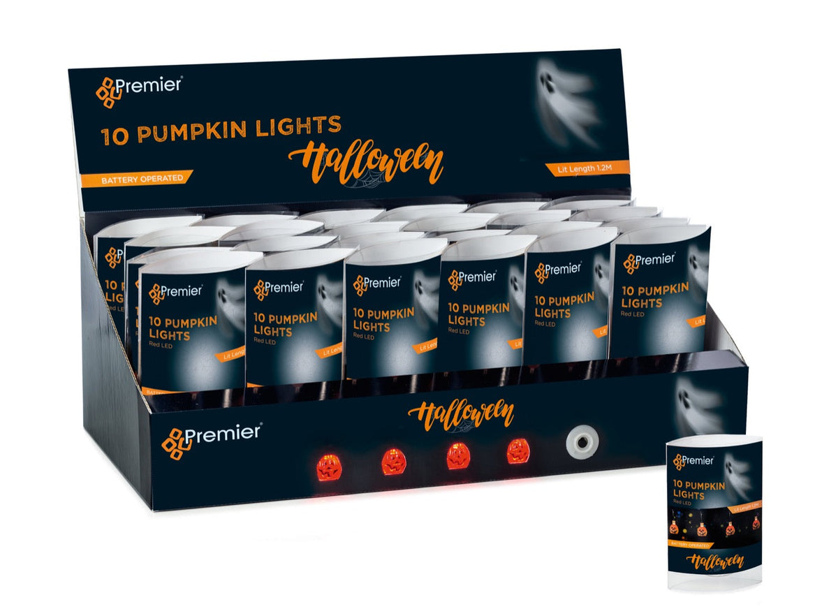 Battery Operated Pumpkin String of 10 Red LED Lights