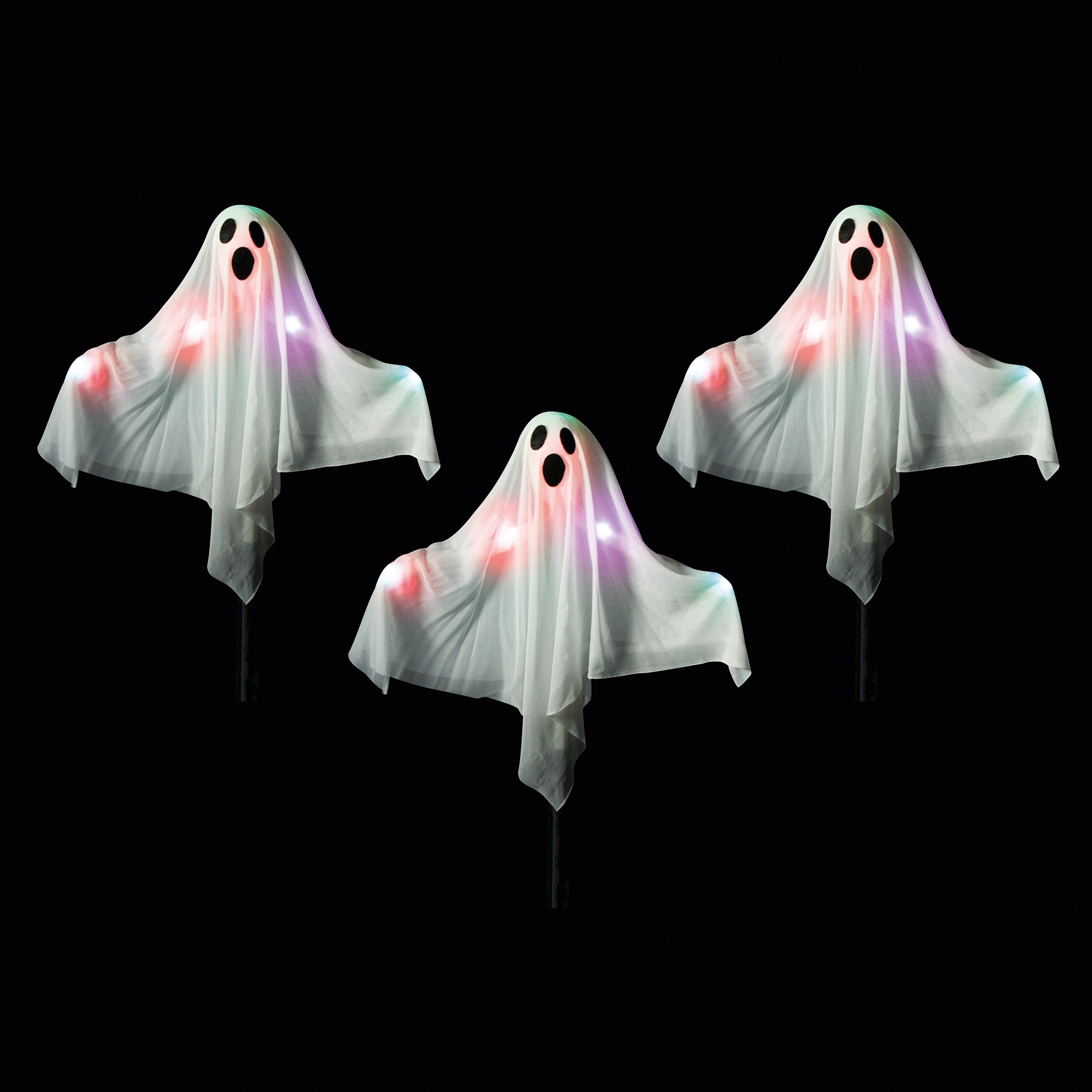 Halloween Light Up Ghost Garden Stakes - Set of 3