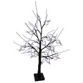 Halloween Lit Black Twig Tree with Ghosts and 24 Battery Operated White LEDs and Timer 60cm