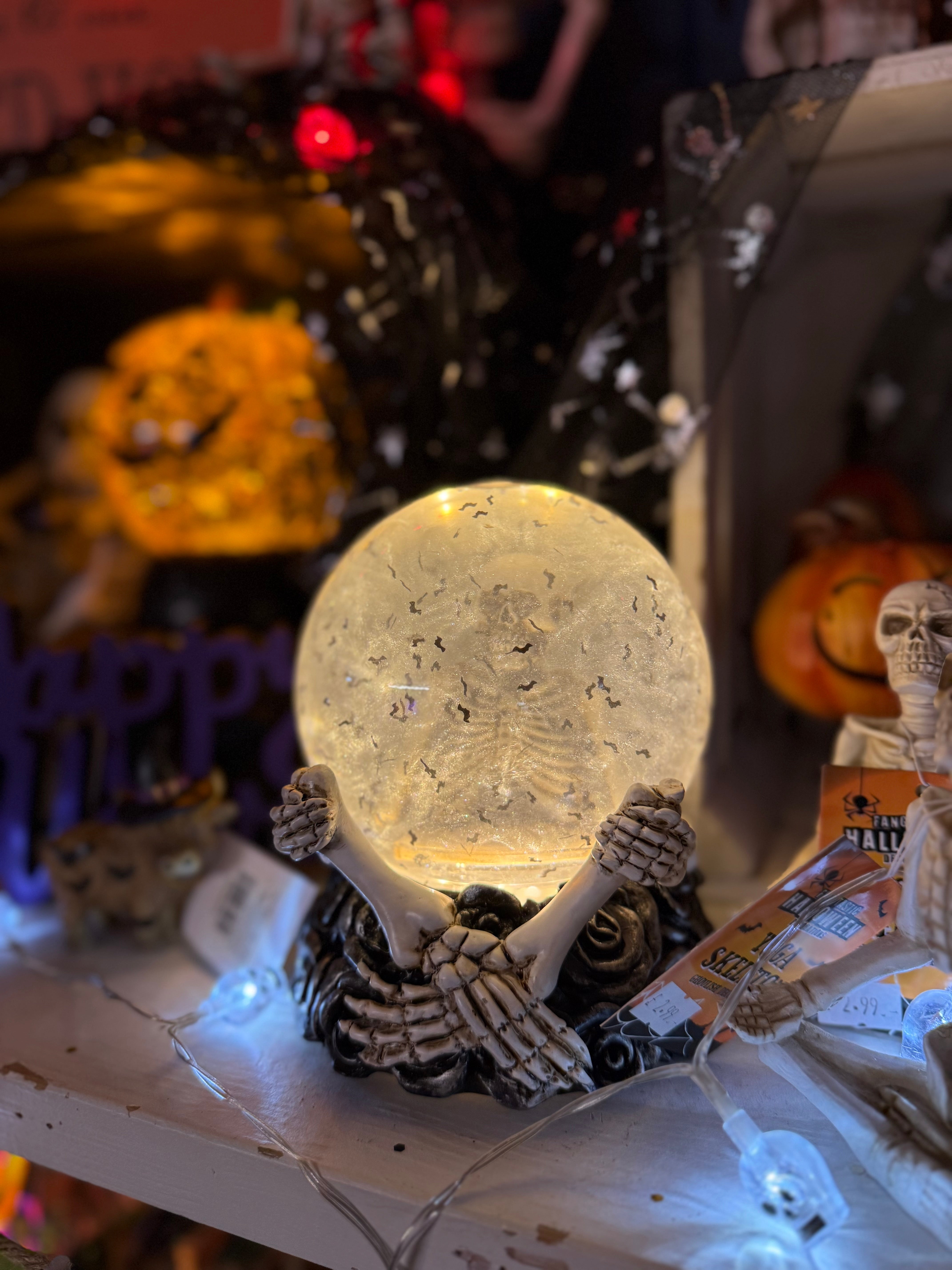 Halloween Skeleton Glitter Bat Water Spinner - 16cm