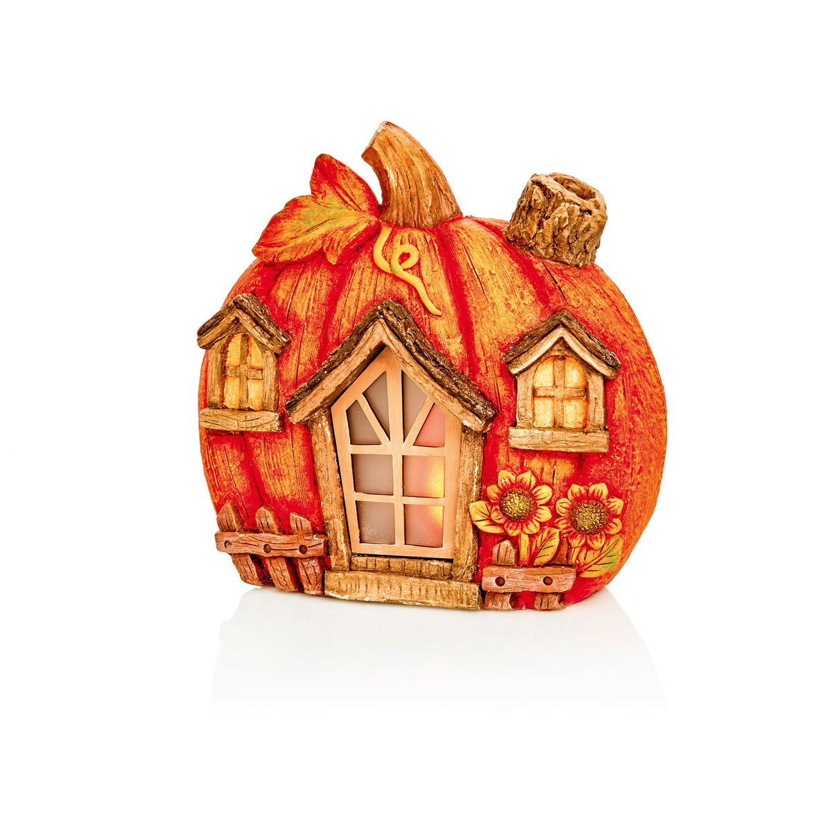 Battery Operated Lit Pumpkin House Ornament 30cm