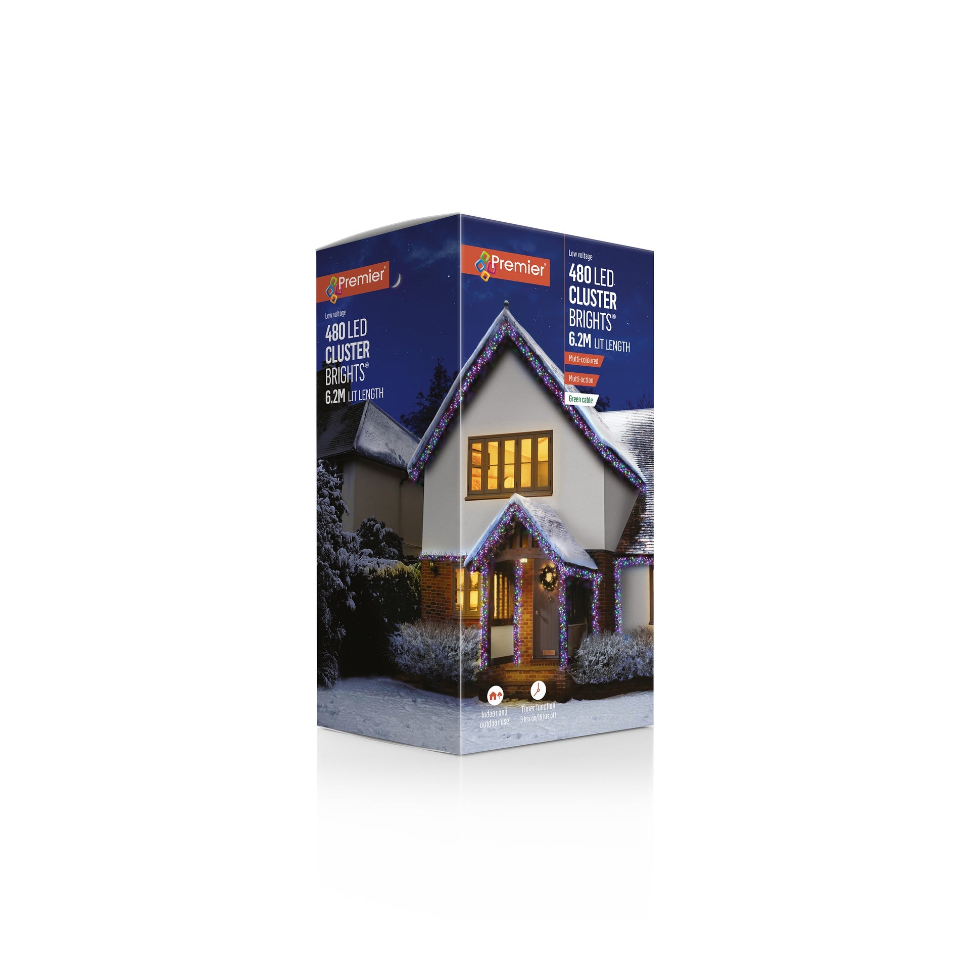 Premier Multi Coloured LED Multi Action Christmas Cluster Lights Cluster Brights