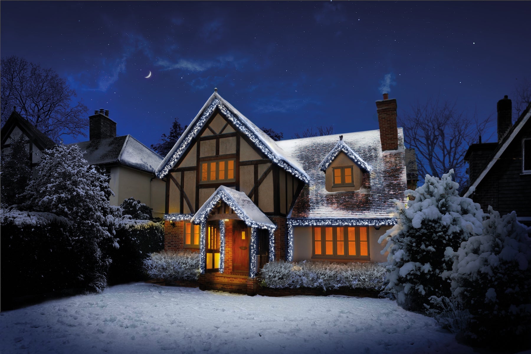 Premier - Cold / Cool White LED Multi Action Christmas Cluster Lights ClusterBrights Green Cable