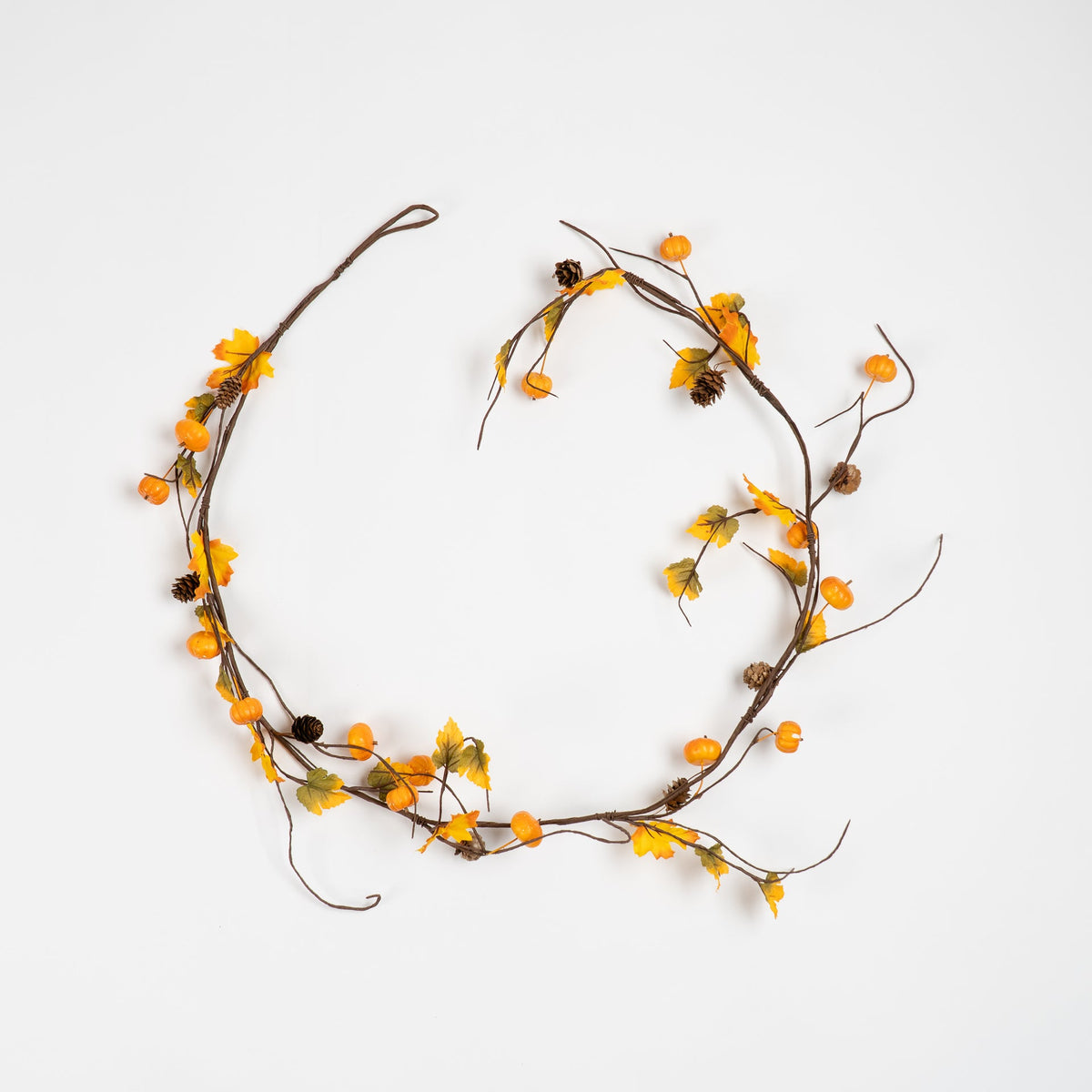 Autumn Mini Pumpkin, Pinecone & Leaf Twiggy Garland -150cm
