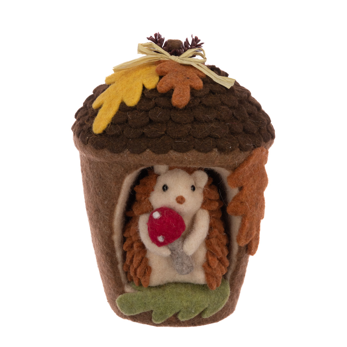 Autumn Acorn With Hedgehog Decoration
