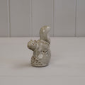 Beige Mottle Ceramic Squirrel Sitting on Acorn Decoration - 11.5cm