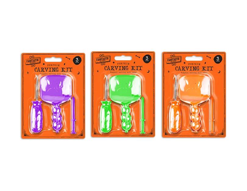 Halloween Pumpkin Carving Kit Single Colour - Set of 3