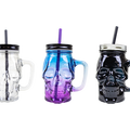 Skull Jar With Lid & Straw - Choice of three colours: black, clear and ombre.