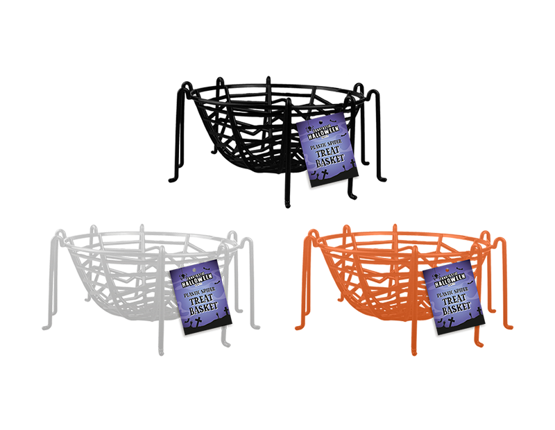 Halloween Plastic Spider Treat Basket - 26.5cm