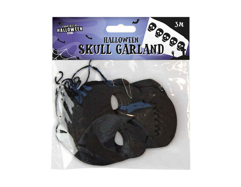 Halloween Black Skull Garland 3m