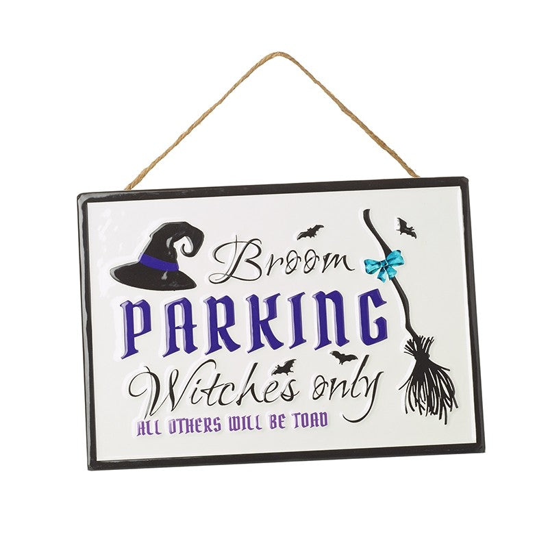 Halloween Broom Parking Witched Only Metal Sign