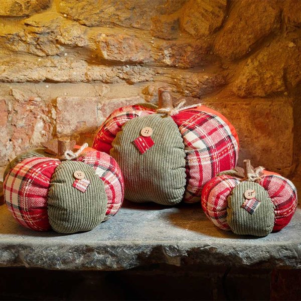 Large PatchPumpkin Tartan Halloween Autumn - 18cm