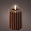Dark Brown Battery Operated Warm White LED Indoor Textured Candle - 7.5x12cm