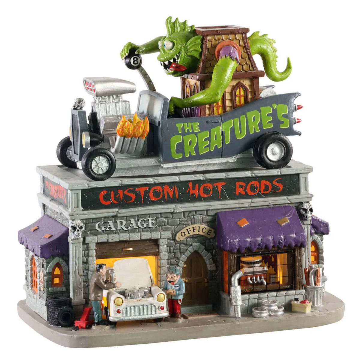 Lemax Spooky Town - The Creature's Custom Hot Rod Shop