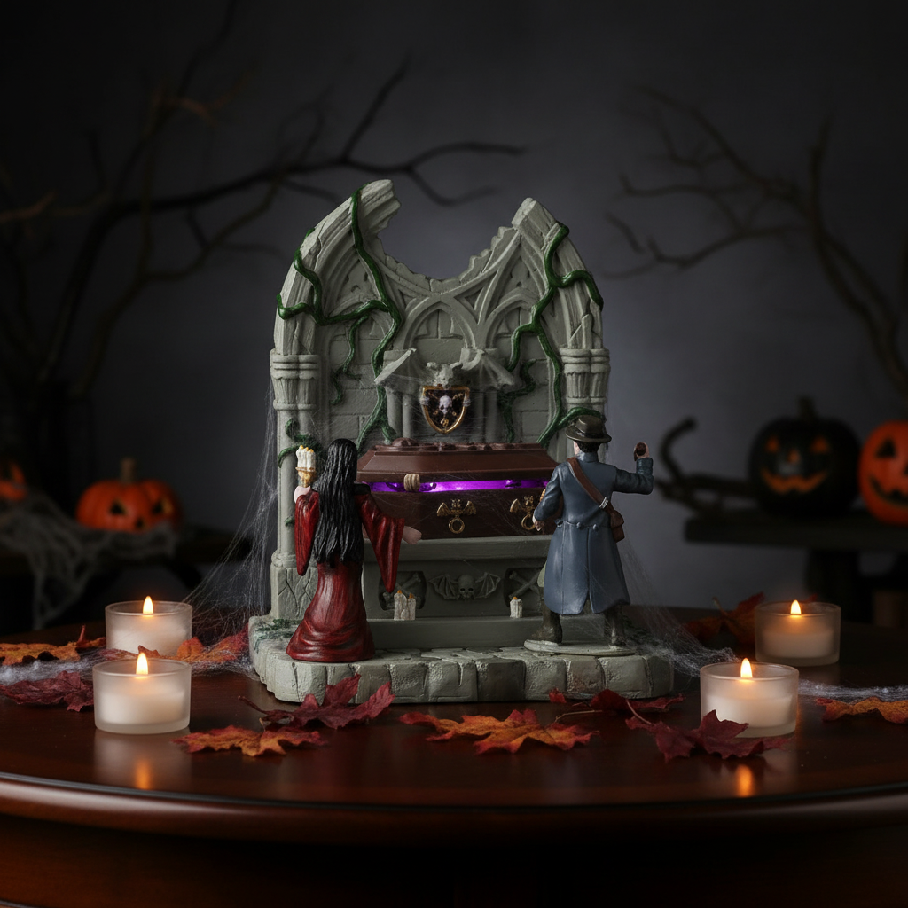 NEW Lemax Spooky Town - Lighted Coffin with Lights & Movement