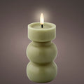 Green Battery Operated Warm White LED Indoor Vase Candle - 7x15cm