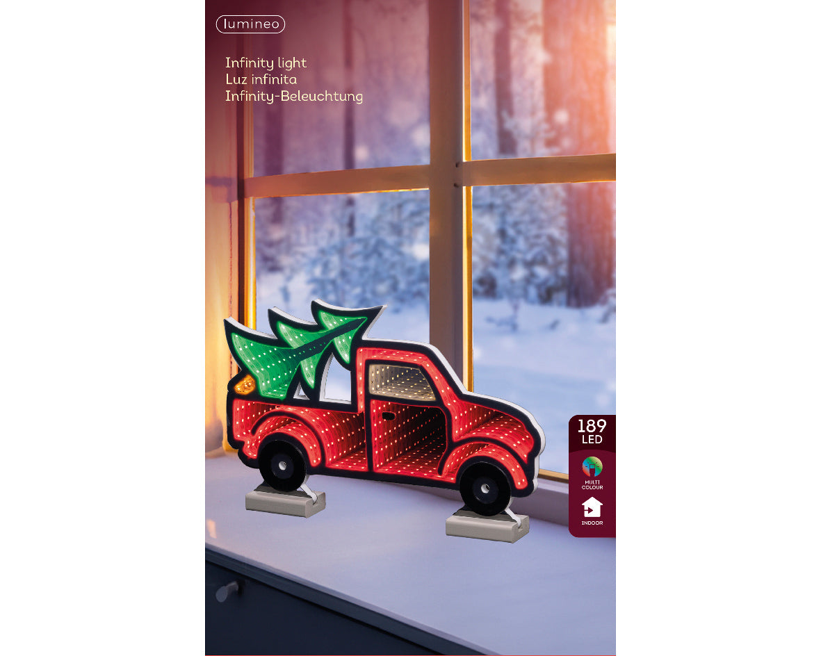 Standing Truck with Christmas Tree Infinity Mirror Light - 24.5cm