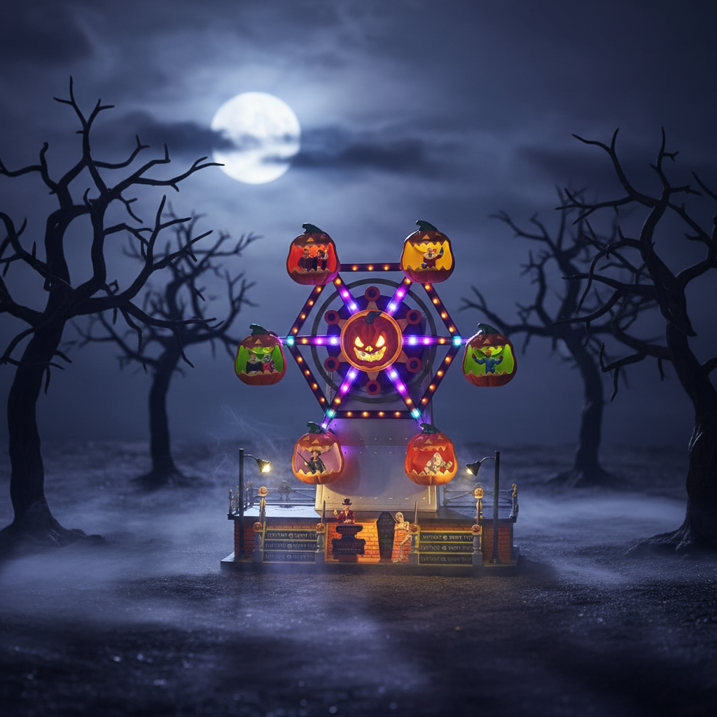 NEW Lemax Spooky Town - Jumping Jacks Pumpkin Ferris Wheel with Lights, Sounds & Motion
